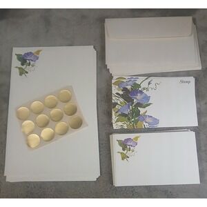 Vtg Current Inc Morning Glory Floral Stationery Set Paper Envelopes Cards READ